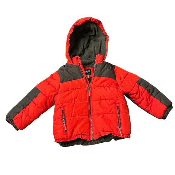 OshKosh BGosh Boys Red Coat 4T Puffer Fall Winter Hooded Full Zip Play - Picture 1 of 8
